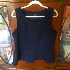 Navy peplum quilted top